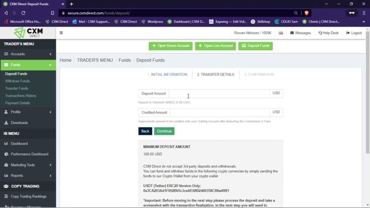 Como depositar USDT ERC20