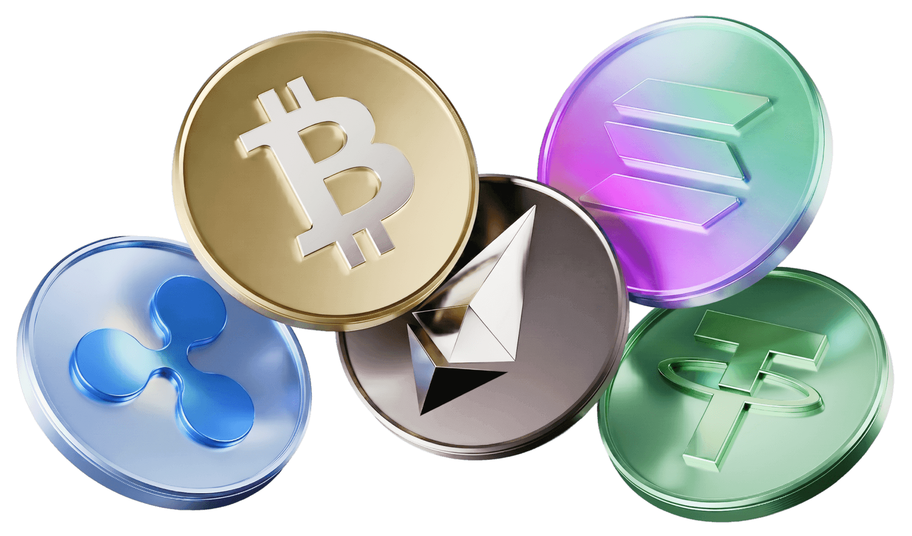 Ilustração de moedas de criptomoeda