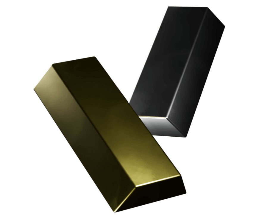Trading de metales: ilustración de lingotes de oro y plata